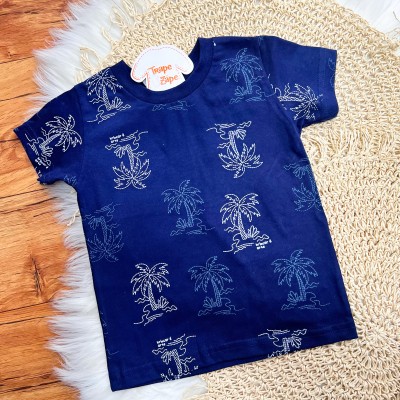  Conj. Camiseta Coqueiro e Bermuda em Linho - Marinho